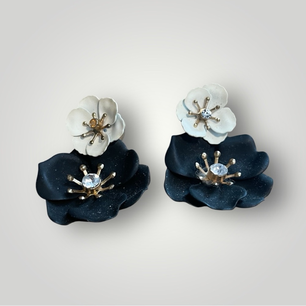 FUN Floral Black and White Earrings